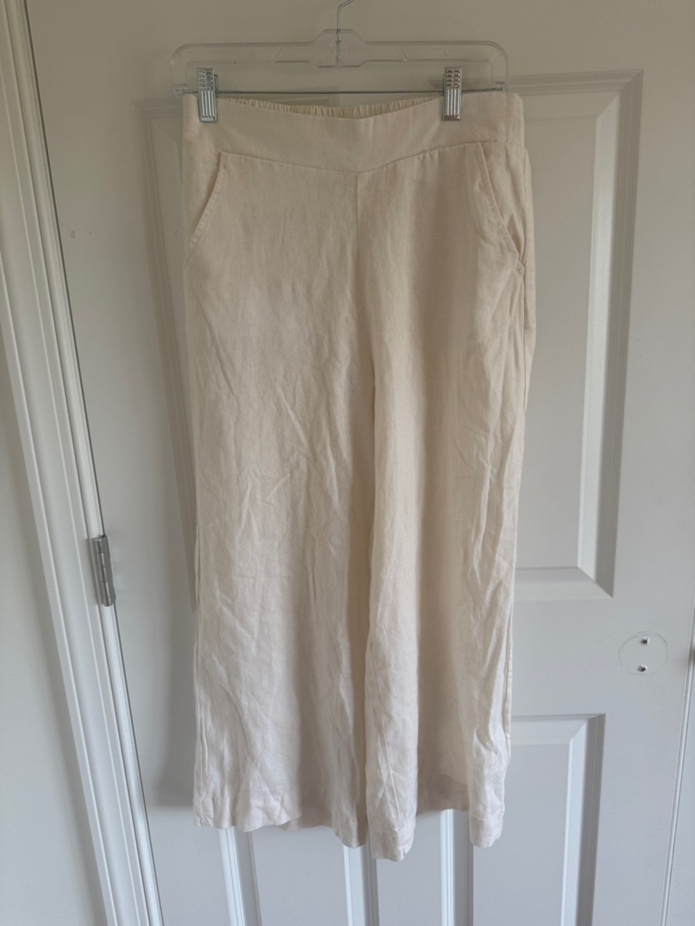 Kensie Jeans Cream Wide-Leg Linen Blend Pants Size Small